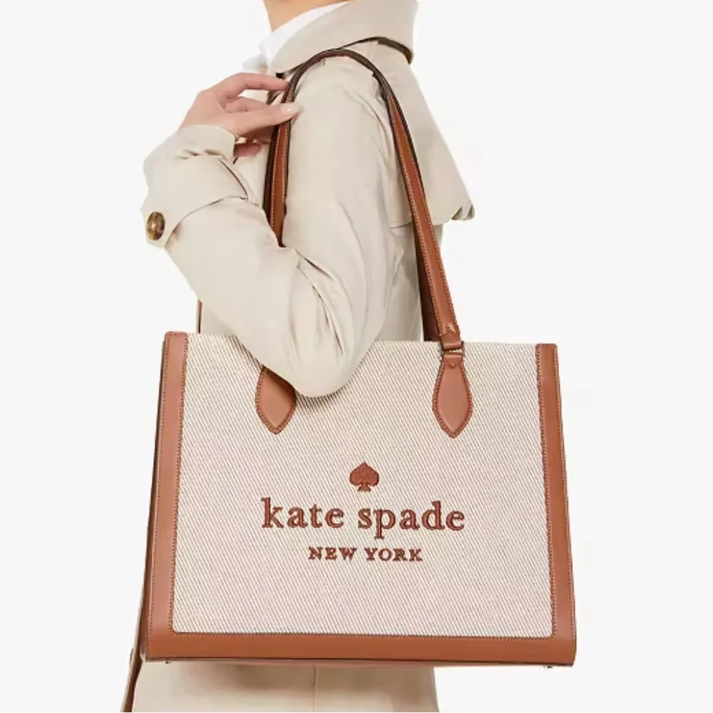 Kate Spade Ellie Large Tote Bag ~ Canvas & Leather Logo Satchel Handbag Purse - Picture 8 of 8